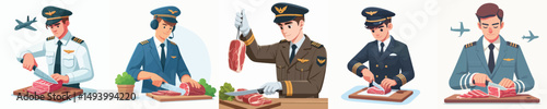 pilot character vector cutting meat