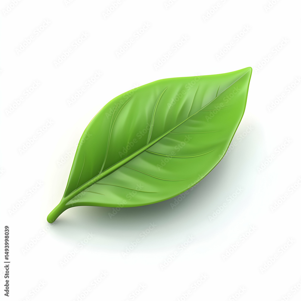 Fototapeta premium Single Green Leaf 3D Render