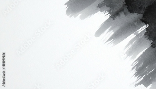 Ink Wash Abstract Black Brushstrokes on White