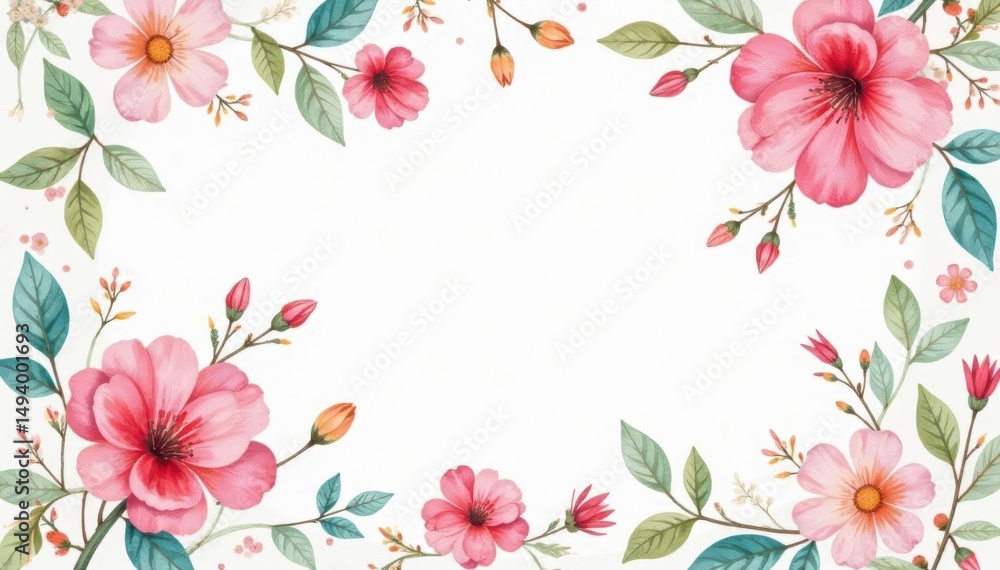 Fototapeta premium Delicate watercolor floral pattern, perfect for spring promotions , template, celebration, trendy