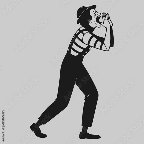 a mime performing silhouette vector design art and illustration