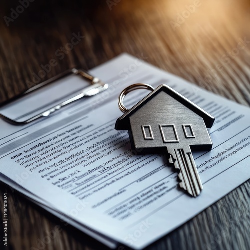 House keys and legal documents on a wooden table