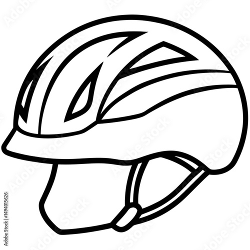 Bicycle Helmet Silhouette Vector – Black on White