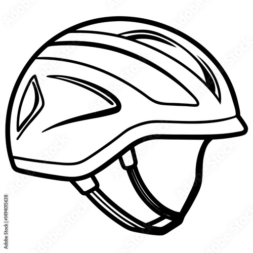Bicycle Helmet Silhouette Vector – Black on White
