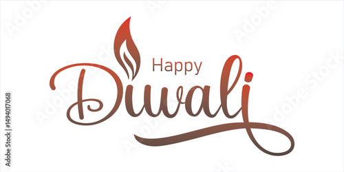 Happy Diwali text. Festival of lights. Greeting card or holiday banner. Vector illustration