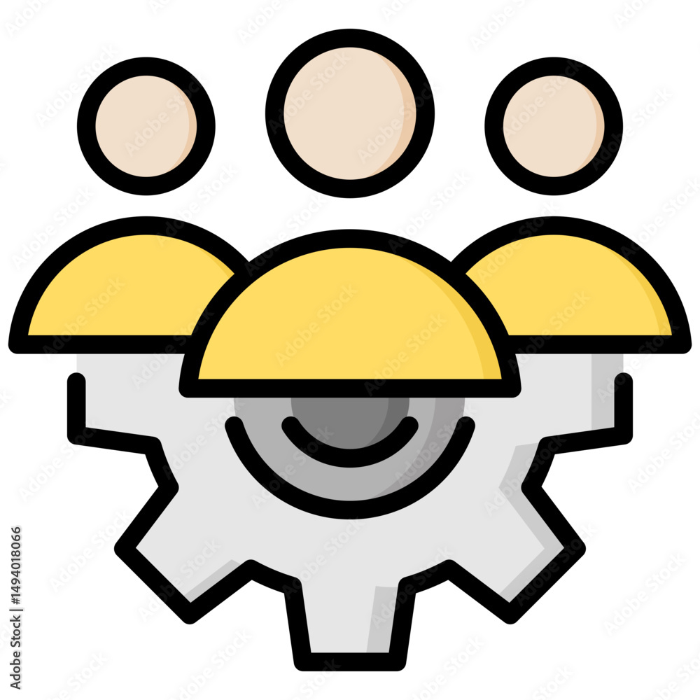 Naklejka premium Team management lineal color icon. Simple vector icon design in lineal color style. Editable vector format