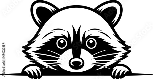 Peeking Raccoon Silhouette