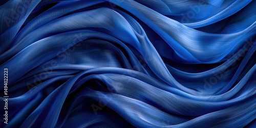 SOIE BLEUE, TEXTURE ONDULÉE, FOND ABSTRAIT