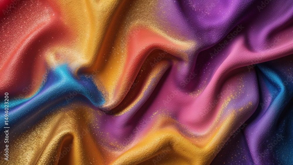 Obraz premium Abstract Colorful Fabric Texture with Gold Glitter