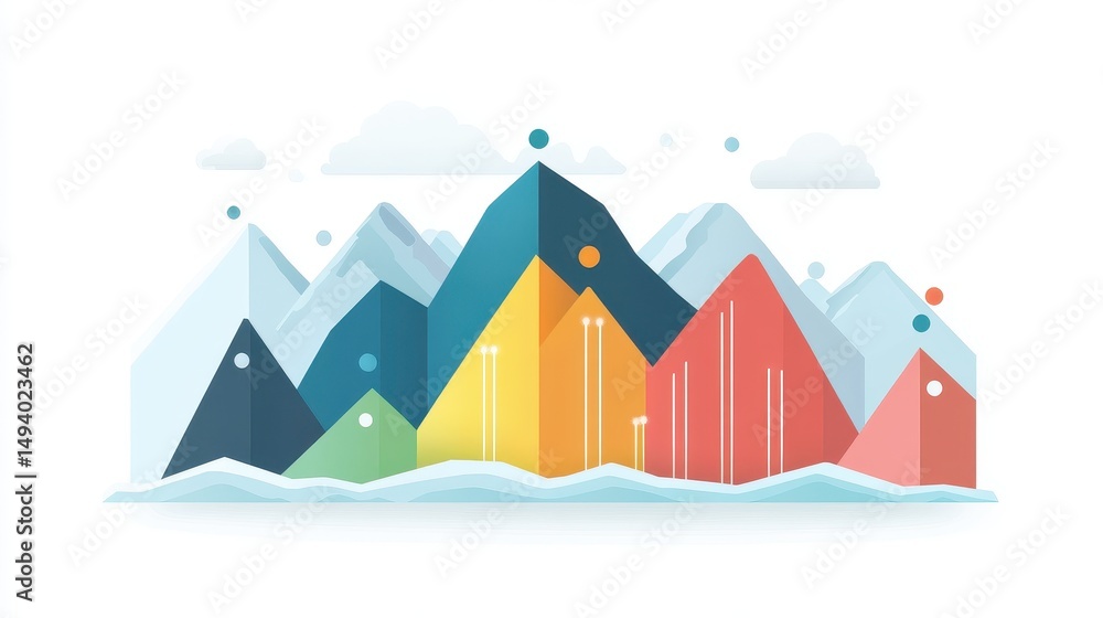 Business growth chart flat design side view theme corporate strategy water color Split-complementary color scheme. Business growth chart flat design side view theme corporate strategy water color Split-complementary color scheme.