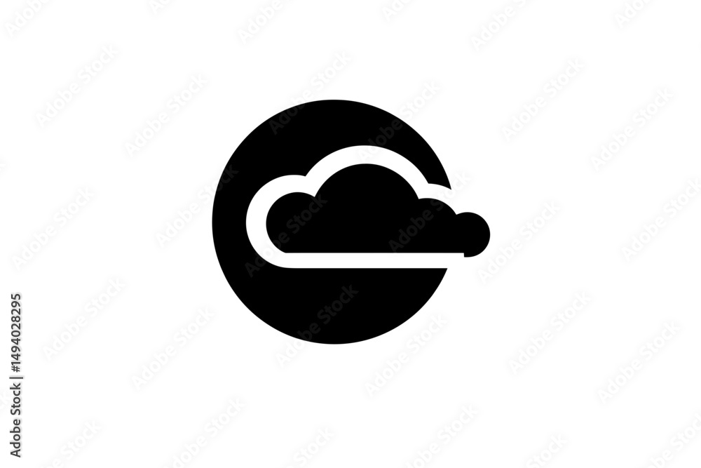 Obraz premium Minimalistic Cloud Icon Against a transparent Background Conveying Simplicity and Tranquility
