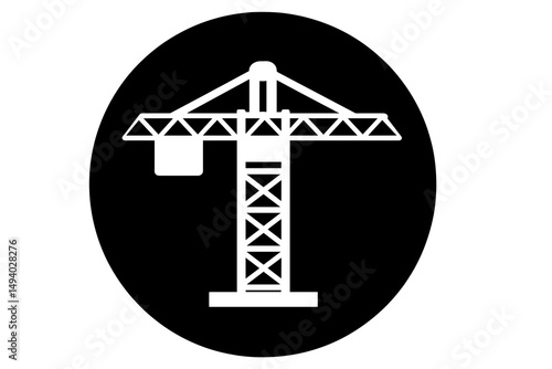 Silhouette of a Construction Crane Against a Solid Black Background Highlighting Industrial Themes