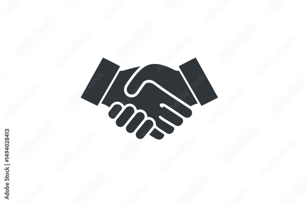 Stylized Black Handshake Icon Symbolizing Partnership and Collaboration in Business Context. vector icon minimalist Stylized Black Handshake Icon Symbolizing Partnership and Collaboration in Business Context. vector icon minimalist