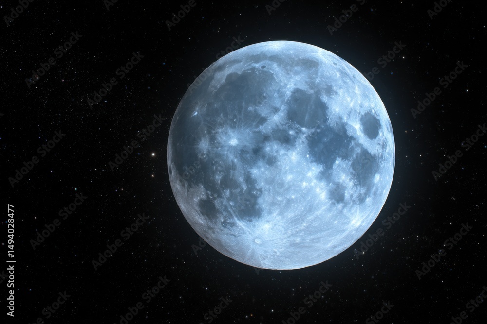 Full Moon in Space with Stars Close Up View Lunar Surface Detail Celestial Body Night Sky Exploration Full Moon in Space with Stars Close Up View Lunar Surface Detail Celestial Body Night Sky Exploration