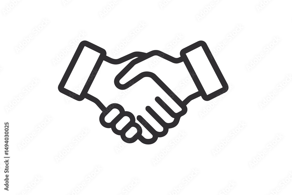 Line Drawing of Two Hands Engaging in a Handshake Symbolizing Agreement and Partnership Line Drawing of Two Hands Engaging in a Handshake Symbolizing Agreement and Partnership