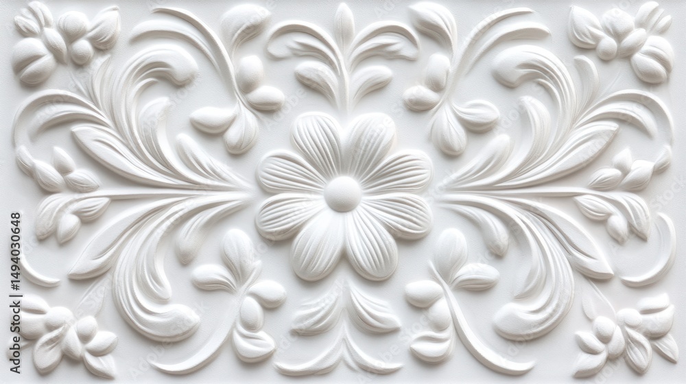 Ornate plaster floral flourish relief Ornate plaster floral flourish relief