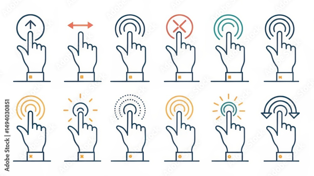 Diverse Digital Gesture Icons for User Interaction Set V2 Diverse Digital Gesture Icons for User Interaction Set V2