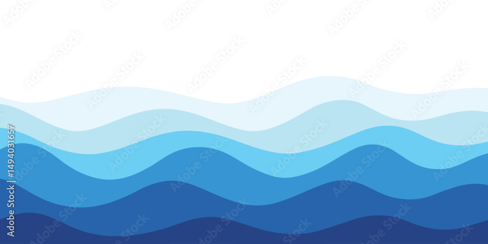Fototapeta premium Sea waves layered vector background illustration and sea beach vector illustration.