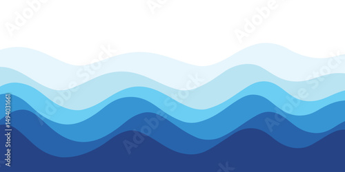 Sea waves layered vector background illustration and sea beach vector illustration.