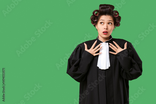 Shocked female Asian judge ...