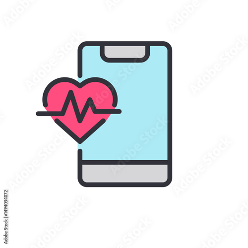 Smartphone Health App Displaying Heartbeat Monitoring In Bright Colors