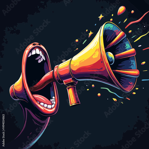 Pixel Art Megaphone and Mouth Announcing News