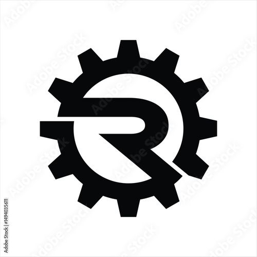 Letter R Gear Logo Design Element template