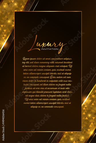 Black and Gold Elegant Party Invitation Card, Classic Artwork with Decorative Celebration Theme. Royal Wedding Invitation Template with Elegant Style and High-End Layout