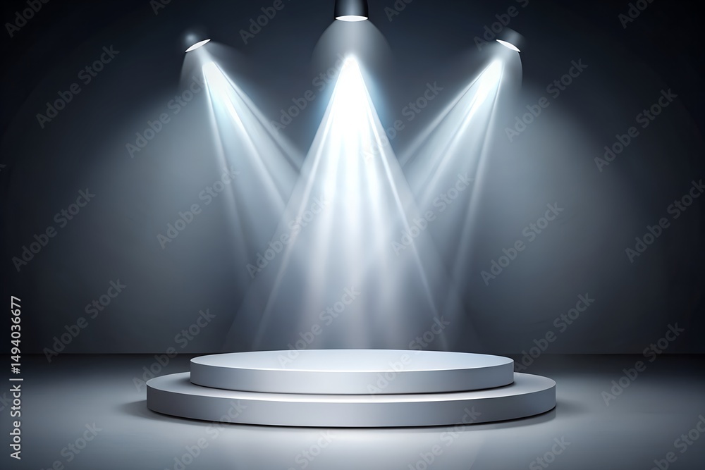 Obraz premium Spotlight on Round White Podium
