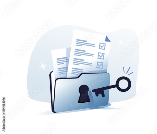 Cyber or web security concept. Idea of digital data protection and safety. Modern technology and virtual crime. Files