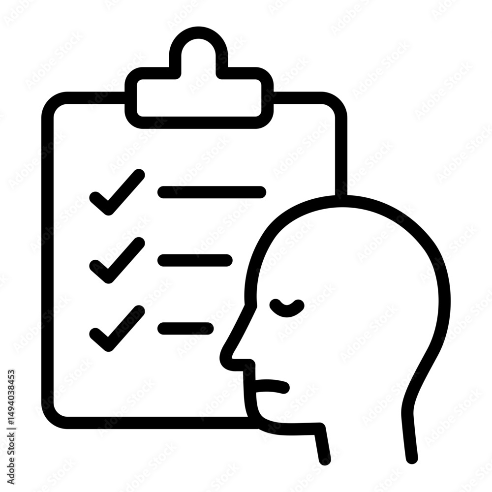 Obraz premium Medical record icon for mental illness in line style. Mental illness stickers. Mental illness clip art. Mental illness icon