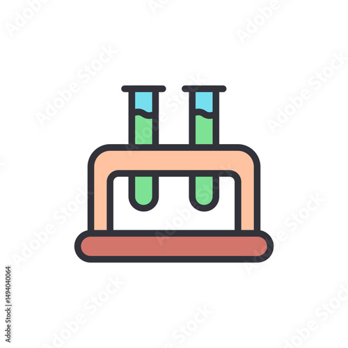 Scientific Test Tubes With Colorful Liquids In A Rack Illustration