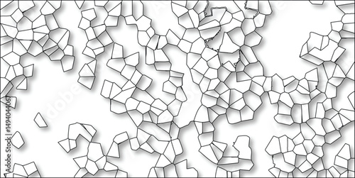Abstract black and white cellular pattern with soft shadows for geometric backgrounds and creative designs