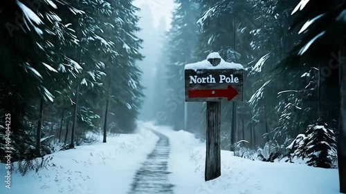 The Wooden Sign Pointing Towards the North Pole.