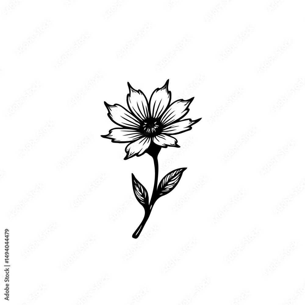 Elegant flower illustration with delicate petals in a minimalist composition Elegant flower illustration with delicate petals in a minimalist composition