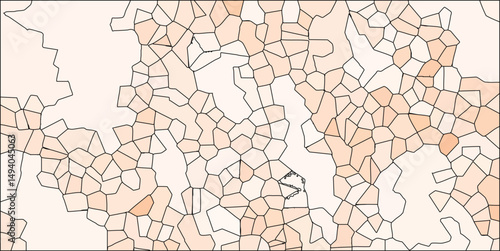 Abstract geometric art composed of polygons with varying orange tones and black outlines a complex graphical background.