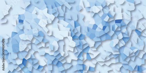 Abstract geometric mosaic background of various light blue and white polygons with soft shadow effects for modern designs