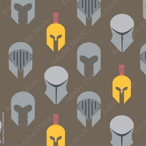 Medieval helmets pattern bakcground Vector