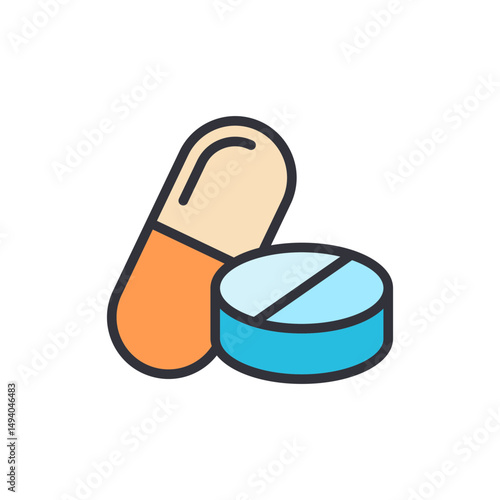 Pharmaceutical Medication In Capsule And Tablet Form On Transparent