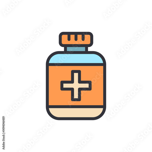 Creative Illustration Of Medicine Bottle With A Plus Sign Symbol