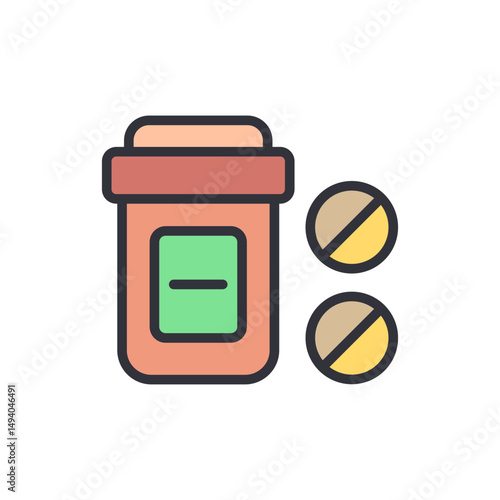 Medication Pills In A Container For Health Treatment Vector Illustration