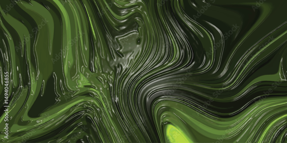 Fototapeta premium Abstract green flowing fluid texture with liquid and swirls depicting movement and organic forms for creative backgrounds