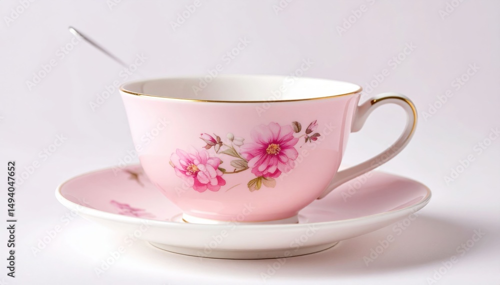 Pink Floral Teacup And Saucer Pink Floral Teacup And Saucer
