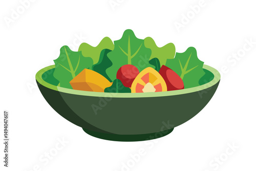 bowl of fruit salad isolated on white background