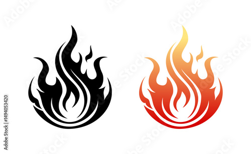 Cheerful and creative red gradient black and yellow fire icon illustration