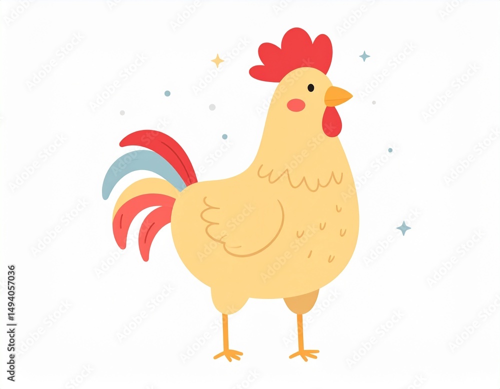 Adorable Rooster Illustration for Kids' Room and Farmhouse Nursery Decor