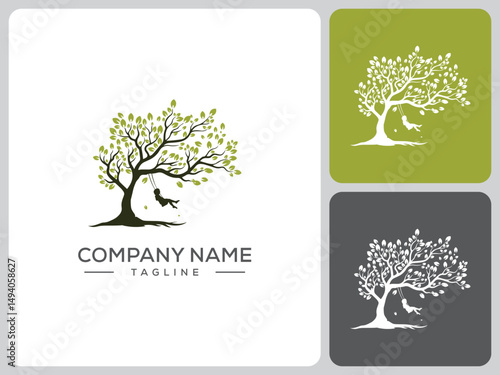vector logo tree swing