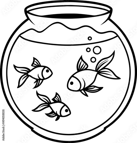 Goldfishes jumping from fish bowl vector art illustration