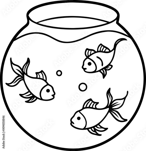 Goldfishes jumping from fish bowl vector art illustration