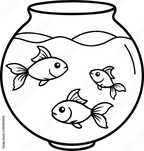 Goldfishes jumping from fish bowl vector art illustration